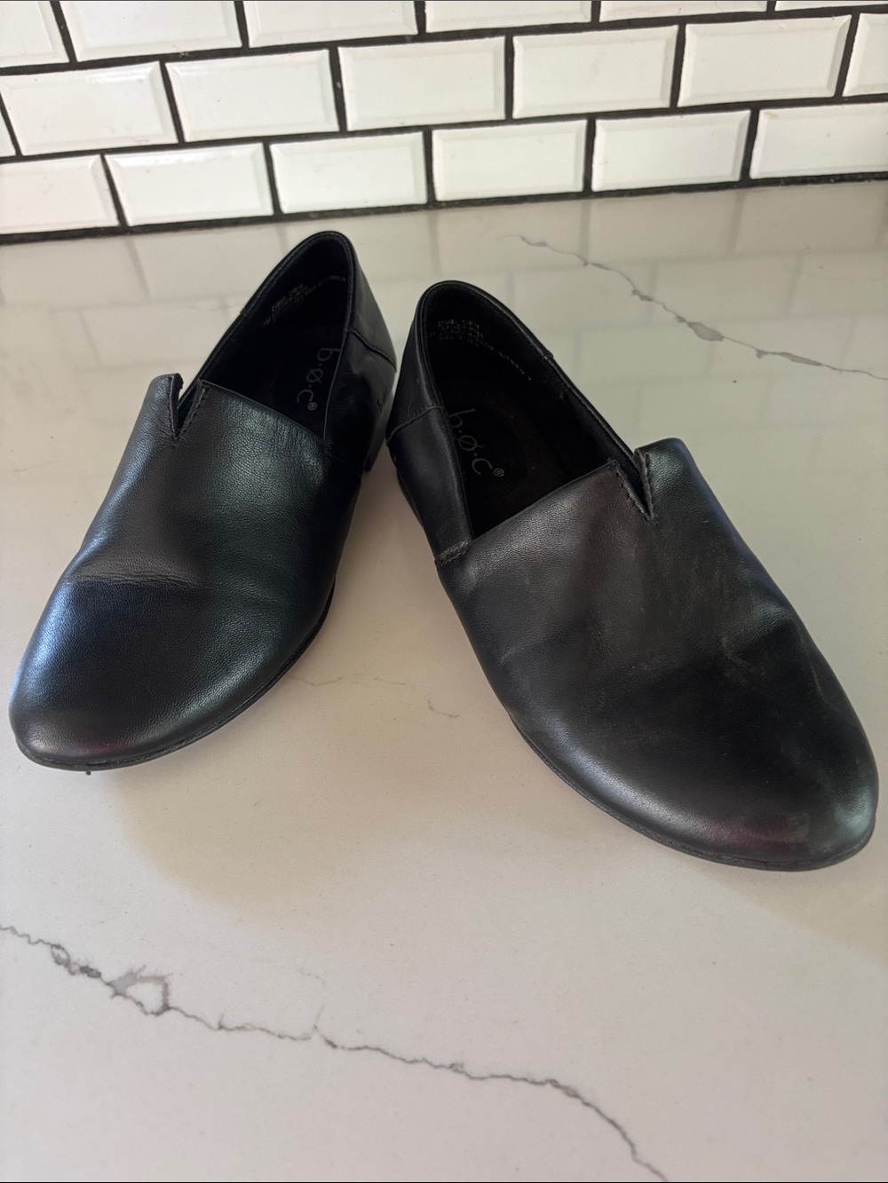 b.o.c. Suree Black Genuine Leather Slip-On Loafers, Women’s Sz 7 NEW W/OUT TAGS